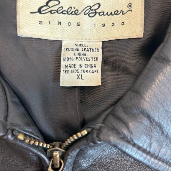 EDDIE Bauer women’s dark chocolate brown vintage leather jacket Sz XL - Picture 10 of 14